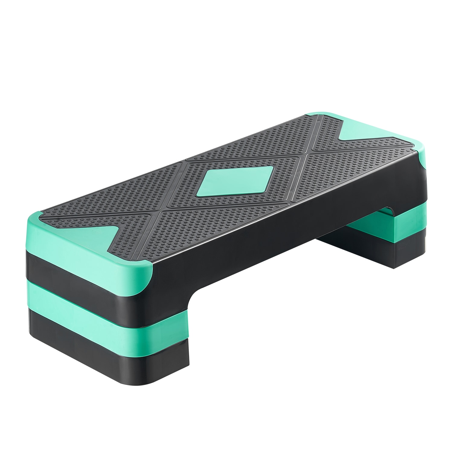 Aerobic Exercise Step Platform Height Adjustable Workout Stepper 4 Riser Green_voghion.com